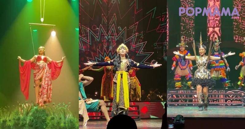 Potret Yura Yunita dan Isyana Sarasvati saat pertunjukan Pagelaran Sabang Merauke berlangsung pada Jumat (16/8/2024), di JIExpo Theater Jakarta, Jakarta Utara. - Popmama.com/Salsyabila Sukmaningrum